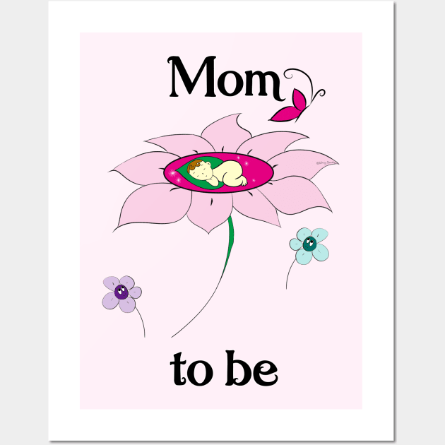 Mom To Be_Pink Flower Wall Art by DitzyDonutsDesigns